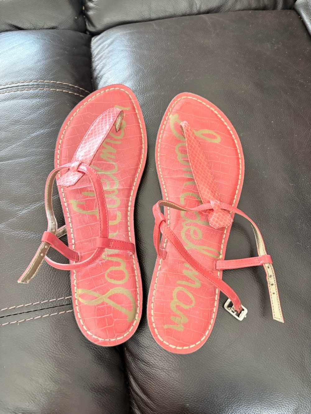 Sam Edelman Coral T-Strap Leather Sandals